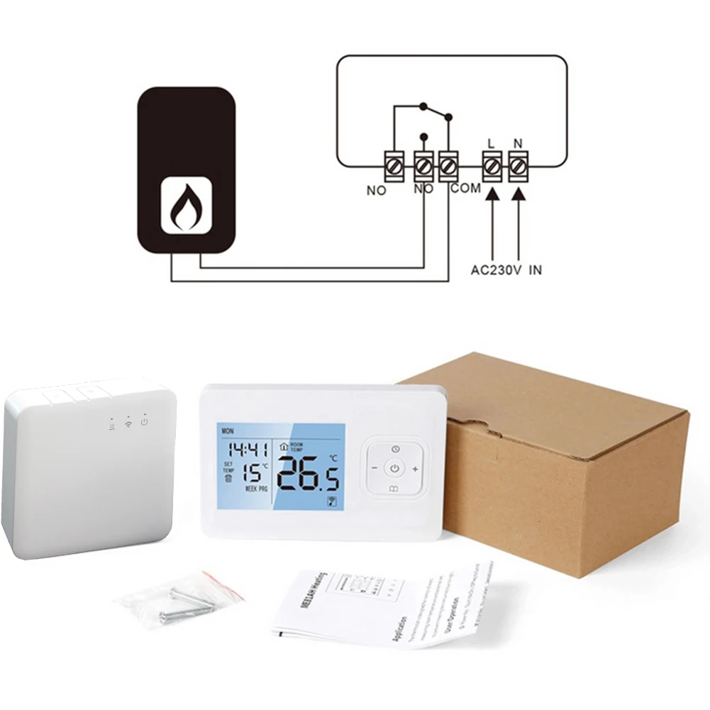 

Новый высококачественный Wi-Fi термостат с контролем температуры, программируемый смарт-термостат для Tuya, беспроводной термостат для Alexa Google Home