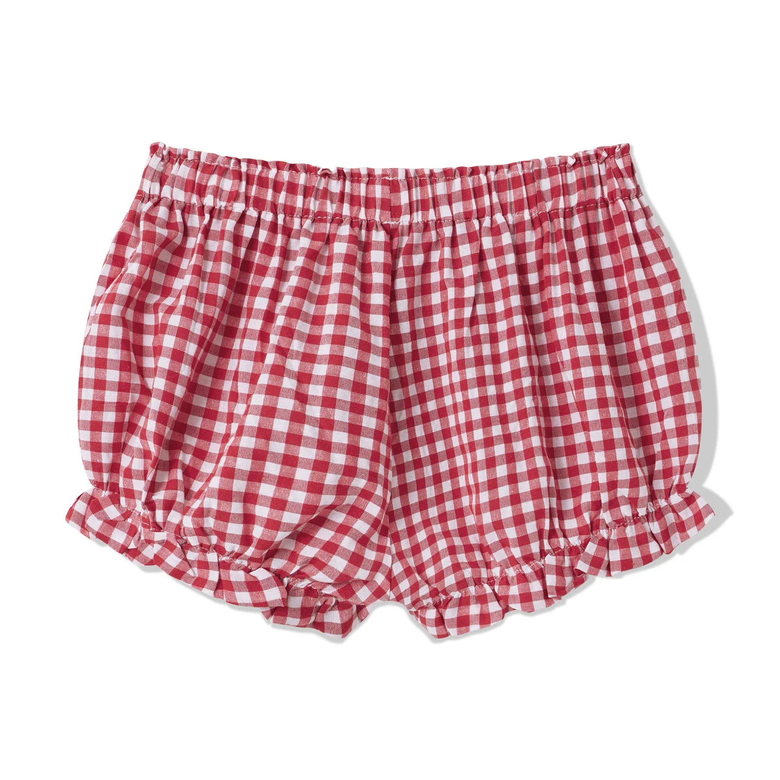 Women's Summer Casual Pajama Shorts Elastic Band Ruffle Trim/Plaid/Solid Color/Duck Print Lounge Shorts Aesthetic Lantern Pants