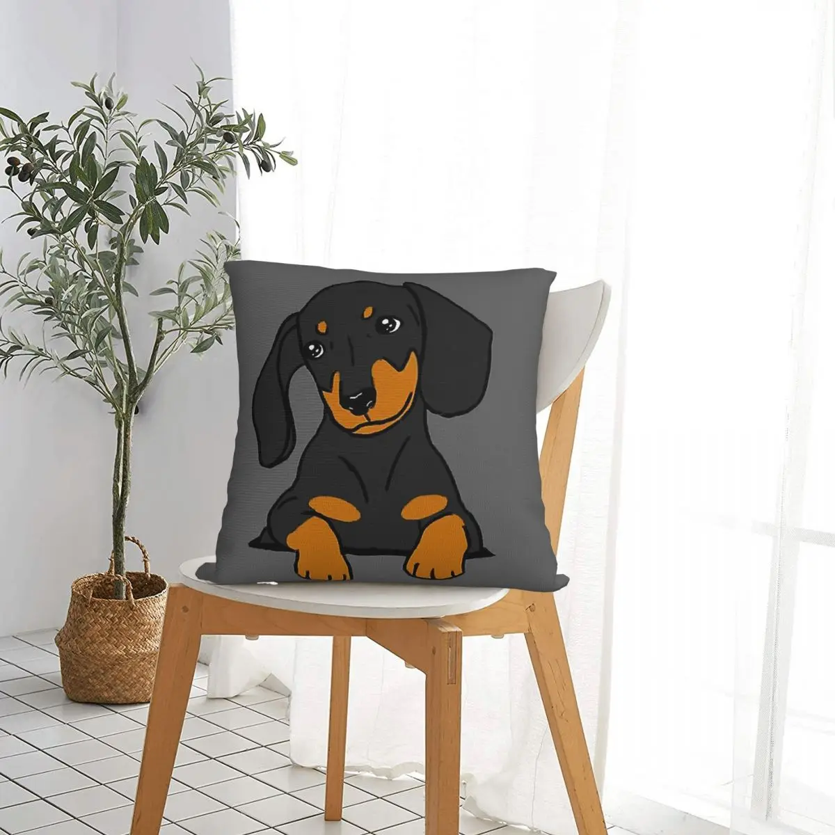 Dachshund Puppy In Pocket Pillowcase Polyester Cushion Cover Decorative Dog Lover Pillow Case Cover Home Square 18'