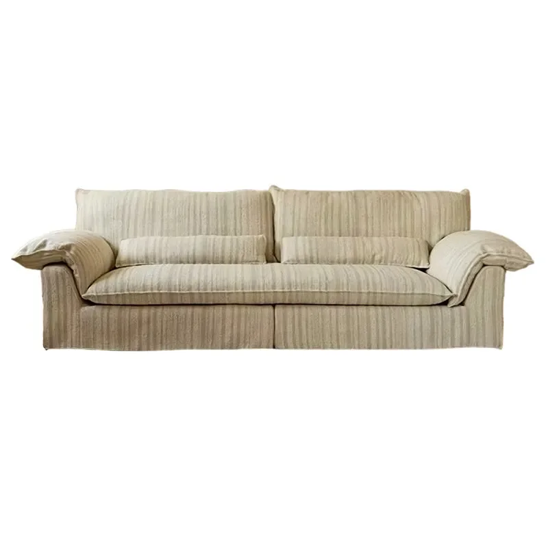 

Retro French medieval soufflé linen fabric sofa removable and washable small apartment living room straight