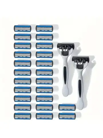 Men's Safety Razor Manual Stainless Steel 6-Layer Blade Hair Removal Tool Replaceable Razor Head Grooming Kit