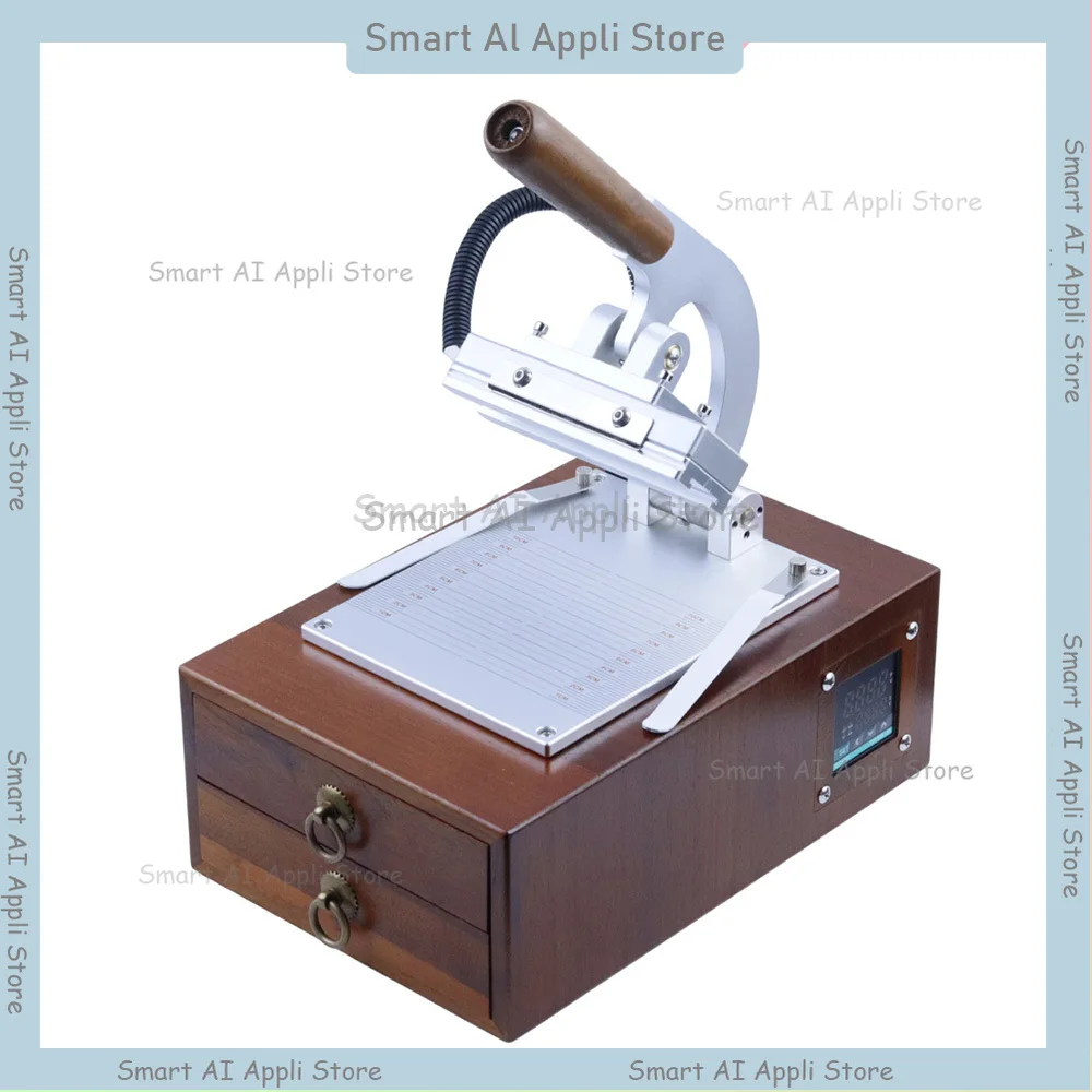 

Vintage Walnut Wood Manual Leather Stamping Machine Brass Die Embossing Tool for Notebook Logo Hot Foil Stamping