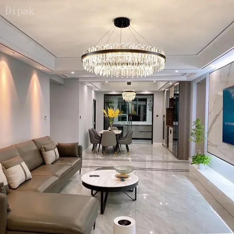 High end luxury dimmable crystal LED pendant light  suspended lighting fixtures  living room hotel villa lobby bedroom