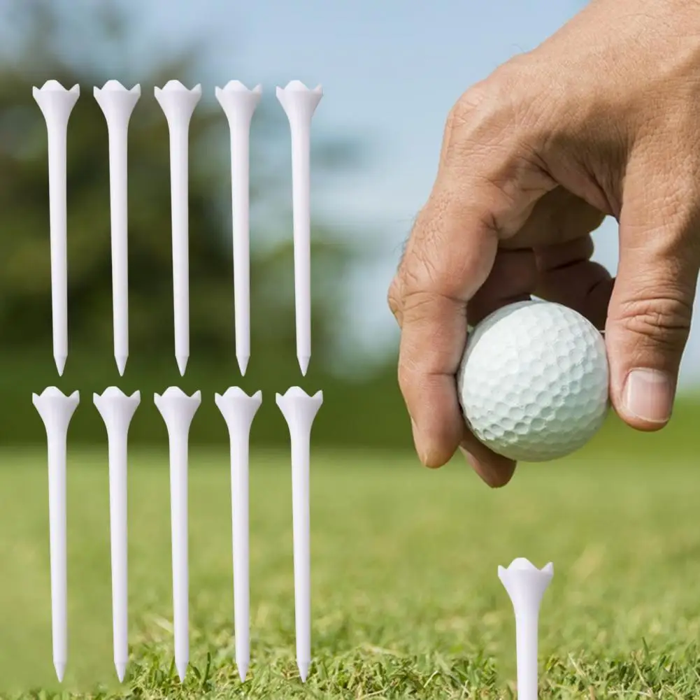 Golf Practice Aid Premium Long Plastic Golf Tees alta stabilità basso attrito aiuto per l'allenamento per prestazioni 10 pezzi Set riutilizzabile