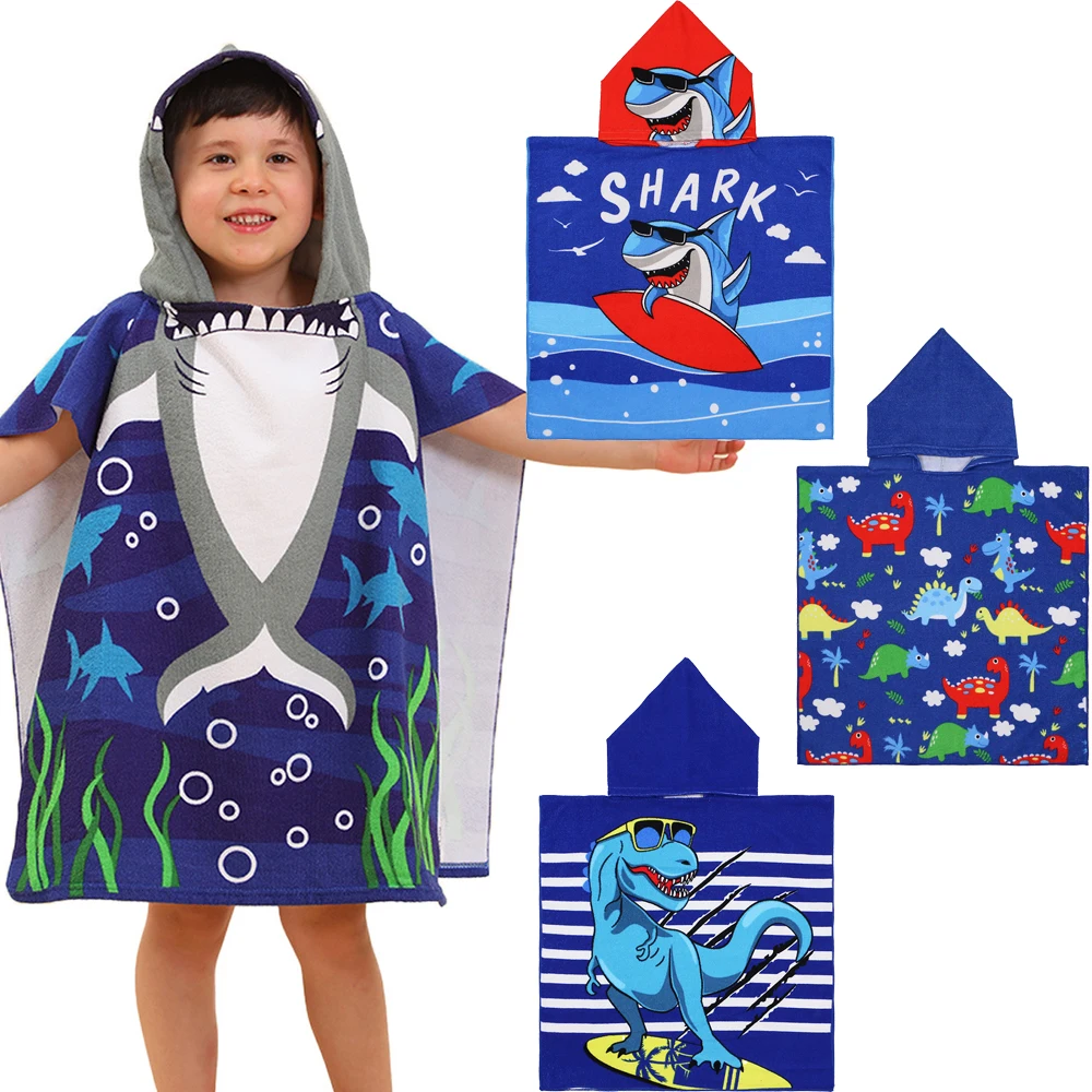 

Boys Shark Beach Towel Baby Dinosaur Bathrobes Kids Microfiber Blanket Children Unicorn Bath Towel Girls Mermaid Washcloth