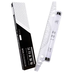 30cm Transparent Parallel Roller Ruler Multifunction Drawing Tool Scale Angle Line Balance Architectural Measuring Rolling Ruler