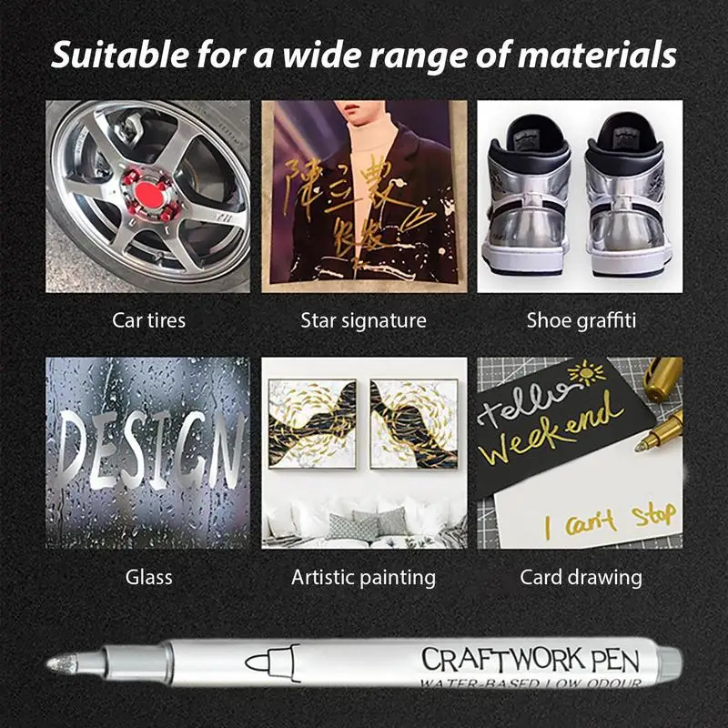 Marcador de prata com Double Nib Design, marcador Sharpie para arte pintura desenho de cartão, cores douradas e cobre