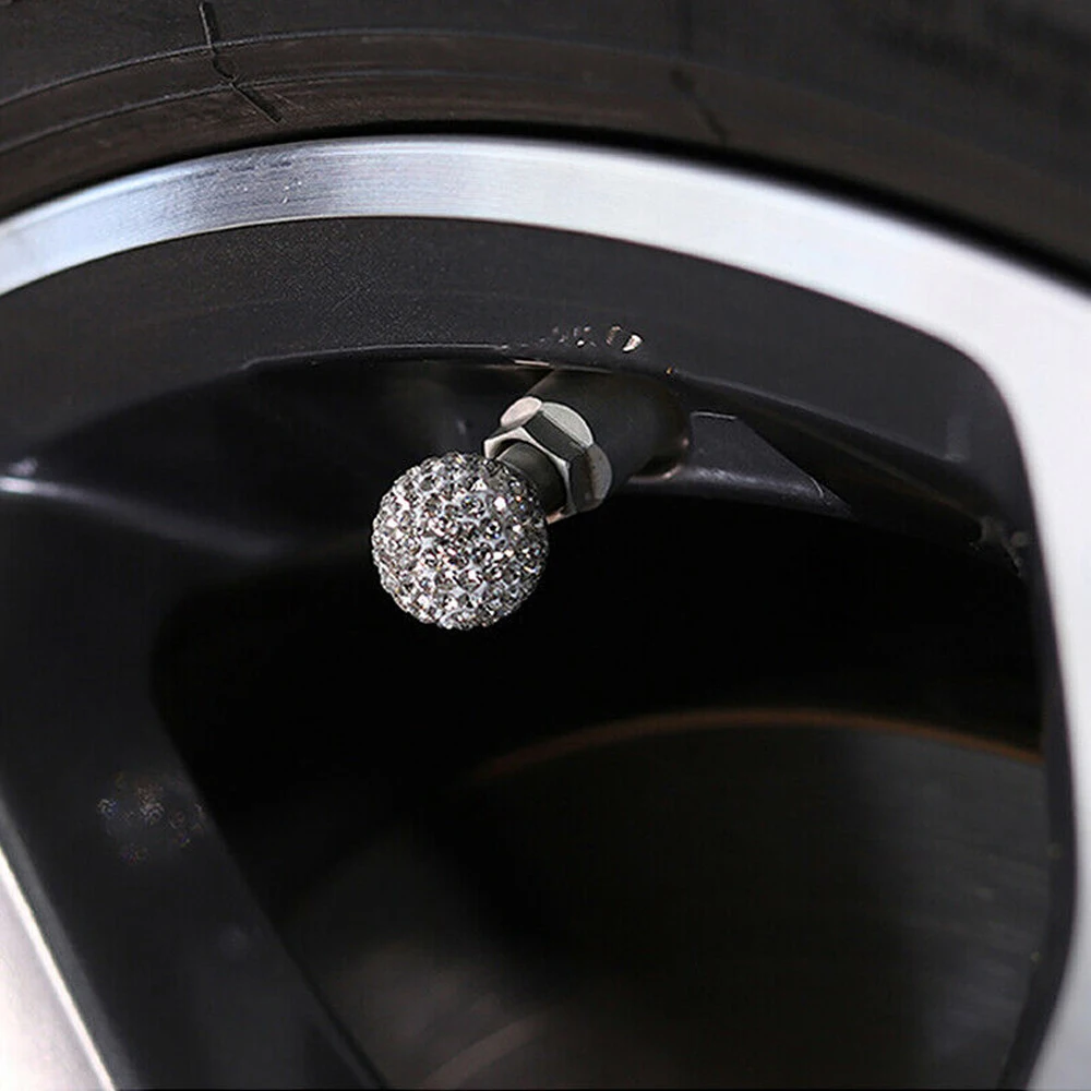 4PCS Car Wheel Tyre Valve Stem Caps Dustproof Cover Rhinestone Tire Valve Caps Bicycle Motorcycle Car Decoration Accessories