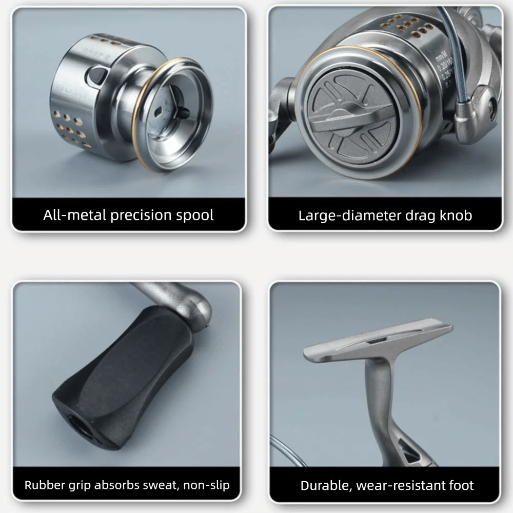 

5.2:1 Gear Ratio Spinning Fishing Reel High Sensitivity Model 1000-7000 Luya Fishing Spool Large Winding Capacity Wear-resistant