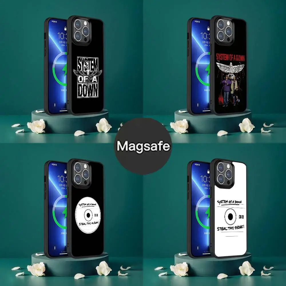 

Чехол для телефона S-System of a Down Rock для iPhone 17,16,15,14,13,12,11,Pro,Max,Plus,Mini,SE4,E с магнитной беспроводной зарядкой Magsafe