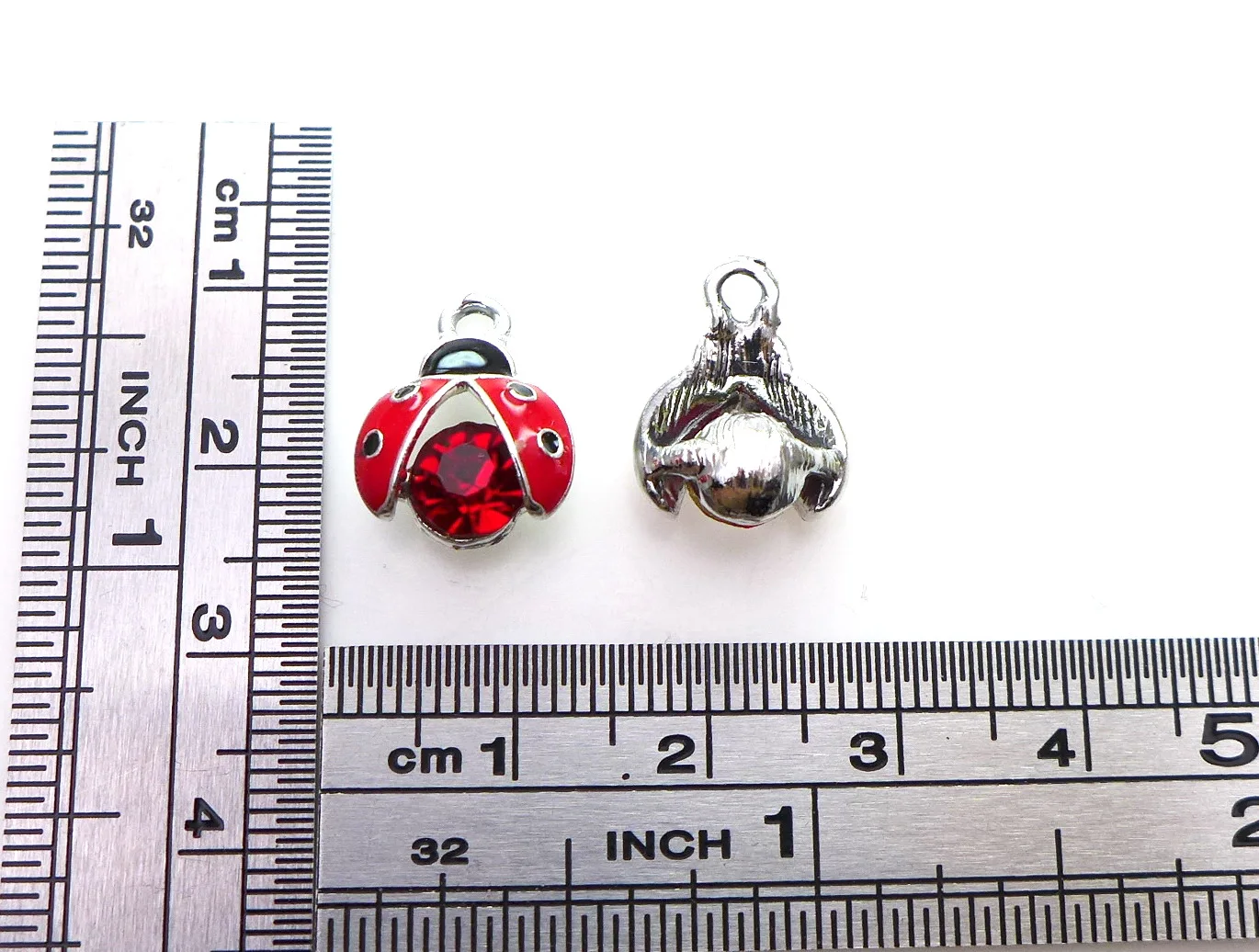 100pcs 11x15 MM Drip Oil Enamel 3D Ladybugs Ladybird Drilled/with Rhinestone Jewelry Accessories Earrings DIY Pendants Charms