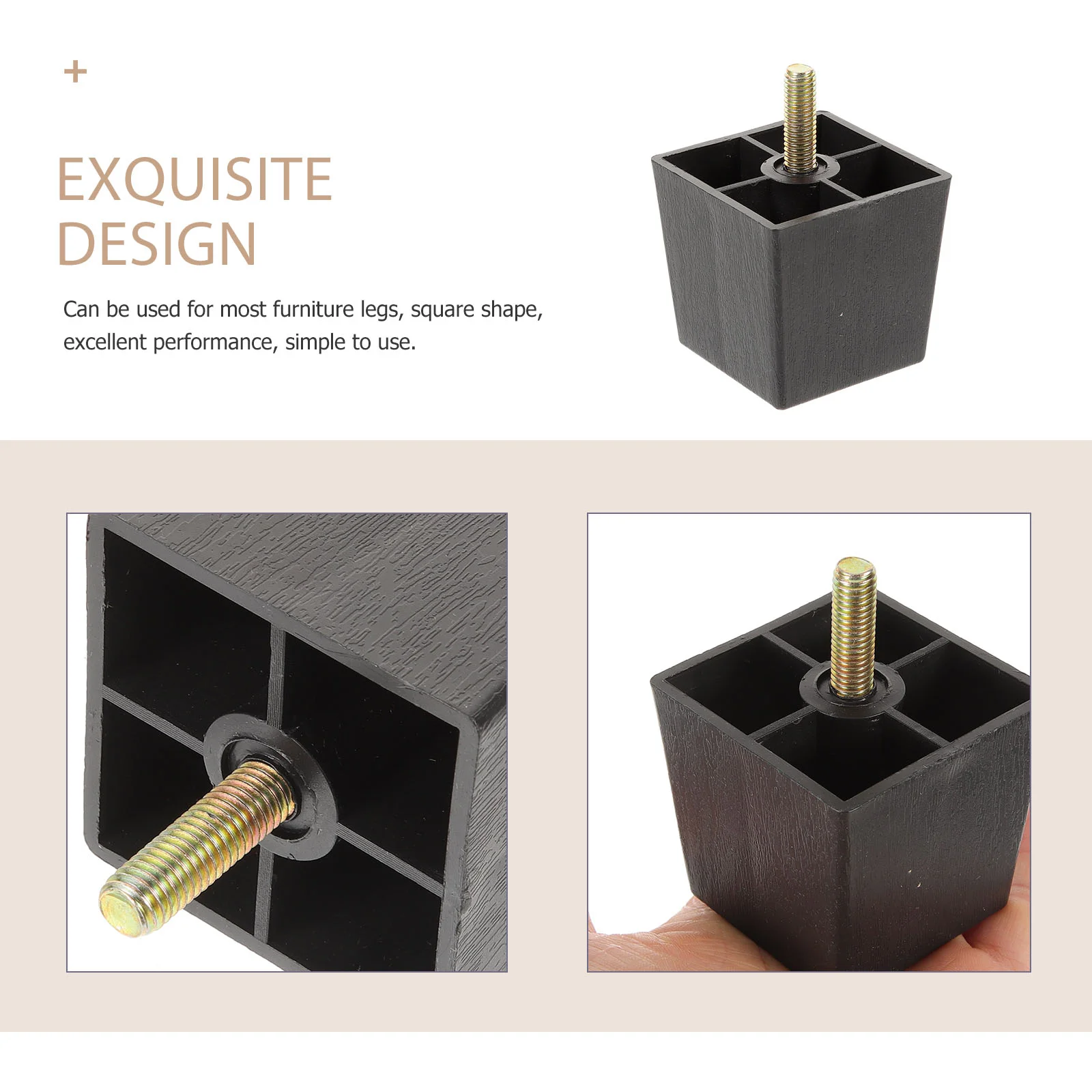 4 Pcs Rubber Plastic Sofa Legs Furniture Components Bed Replacement Accessory Easy to Install Chair Square Table Hardware Parts