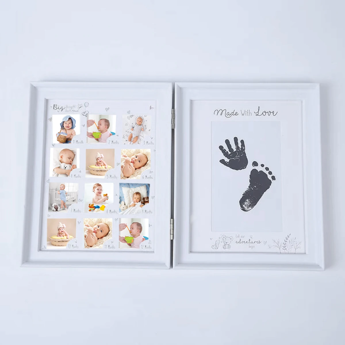 1PC Book baby 12 months old child growth handprint footprints picture frame wedding wonderful shadow