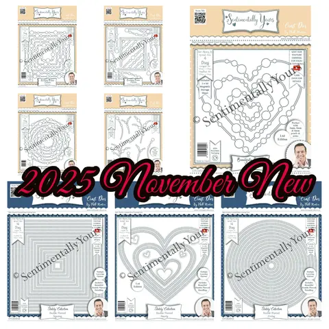 Noviembre de 2025, colección completa con cuentas, cuadrados, puntas giratorias, círculos, corazones, troqueles de corte de Metal, fabricación de álbumes de recortes DIY