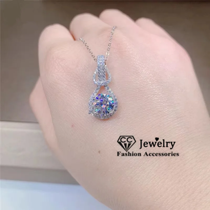 CC Pendant Necklaces for Women 6.5mm 1ct Diamant Cubic Zirconia Fashion Jewelry Bridal Wedding Elegant Accessories CCN284