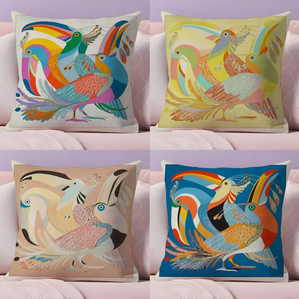 Luxury Colorful Toucan Cushion Cover Soft Plush Throw Pillow Cushion Cover｜Double-Sided Printed Pillow Case for Sofa Home Decor