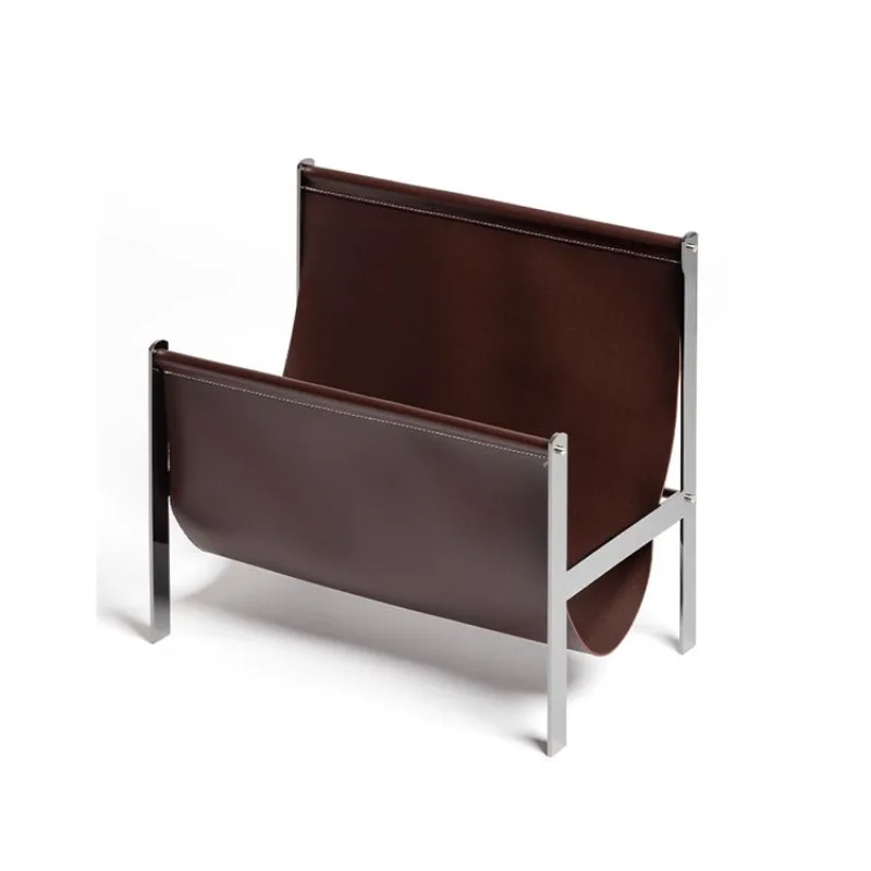 

Home medieval ebony color, leather magazine rack, shelf