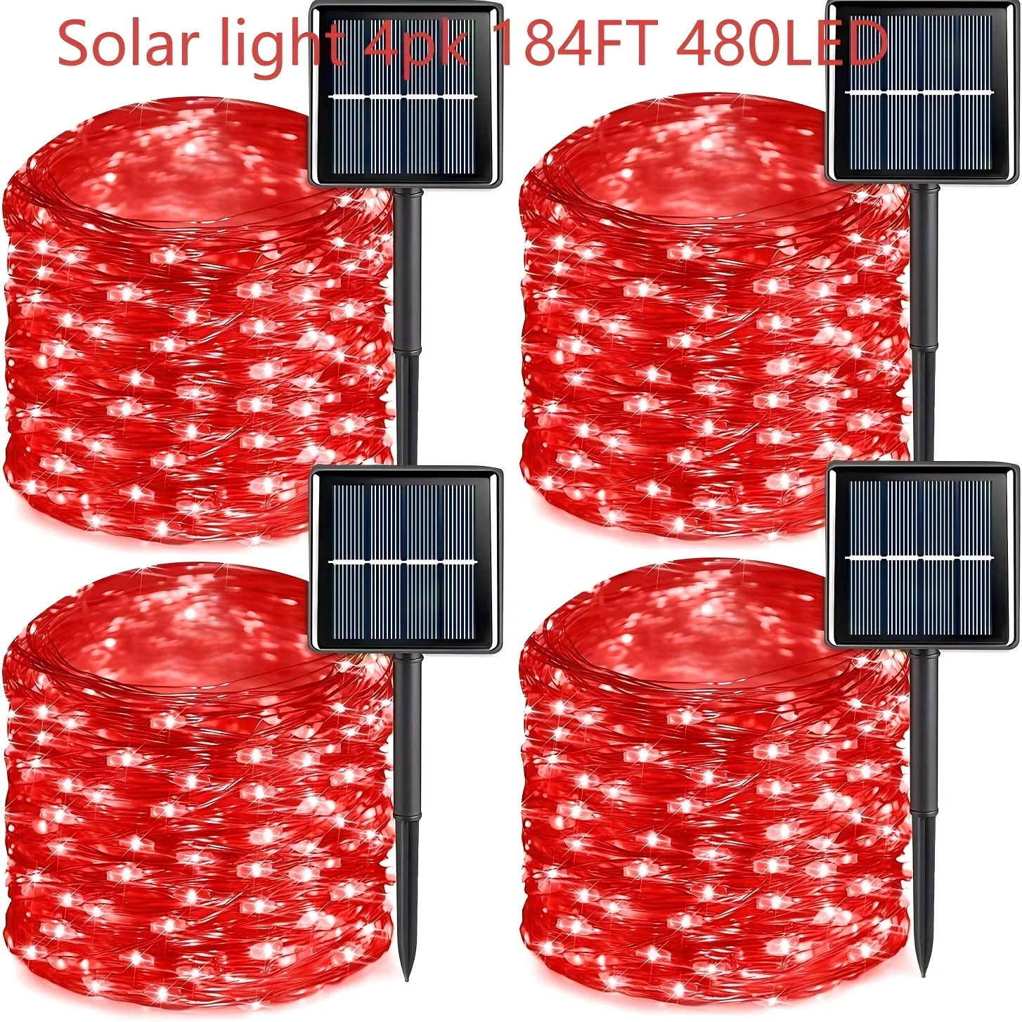 

Christmas 4 Pack/480Led Solar String Lights Outdoor Christmas Solar Lights Outside with 8 Modes, IP44 Twinkle Solar Outdoor Ligh