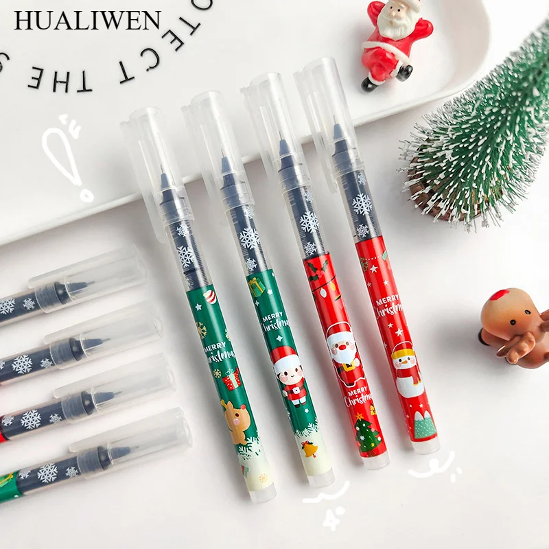 5Pcs/Lot Kawaii Christmas Gel Pen Cute Christmas Tree Reindeer Santa 0.5mm Black Neutral Pens School Office Stationary