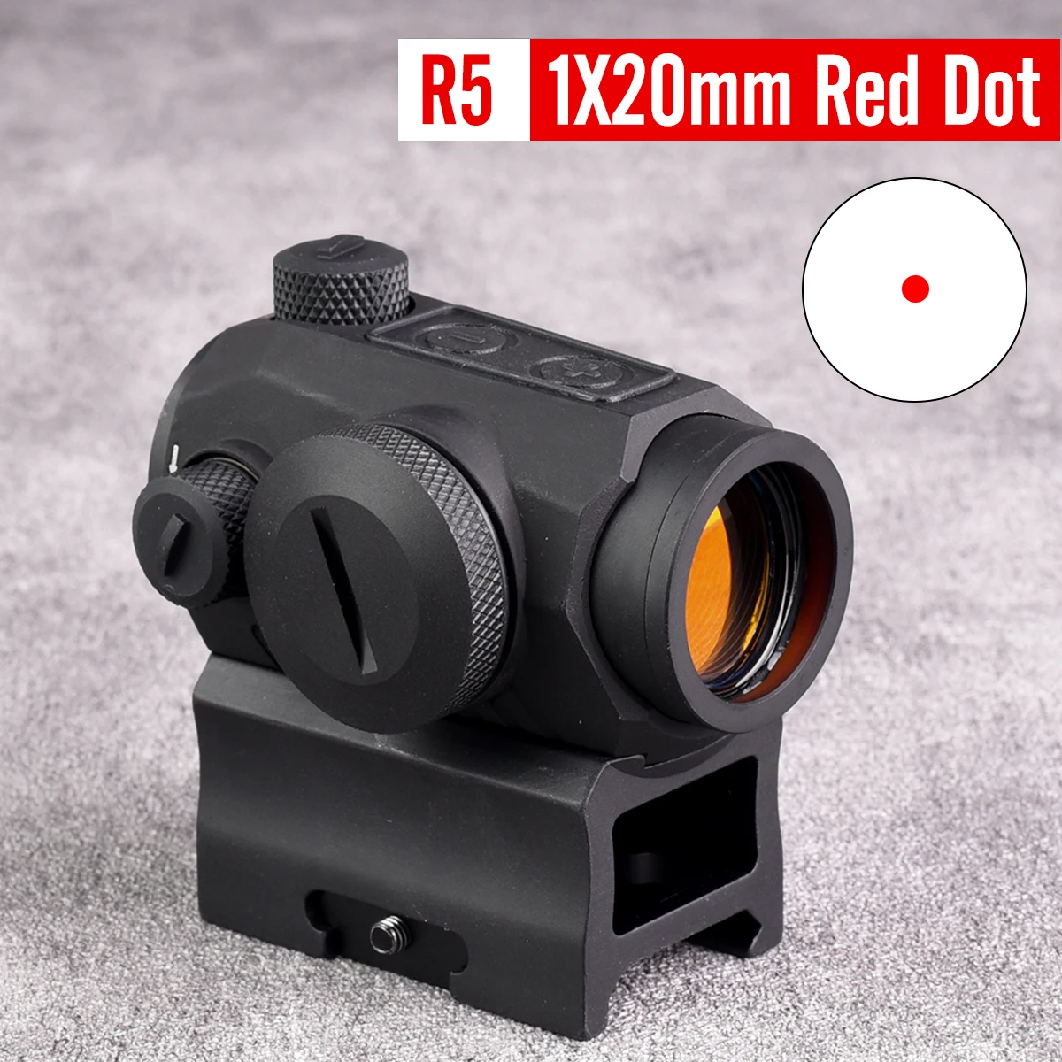 

R5 1x20 мм Red Dot Sight 2 MOA Компактный охотничий оптический прицел Противоударный водонепроницаемый тактический прицел для страйкбола для рельса 20 мм 1:1 Реплика