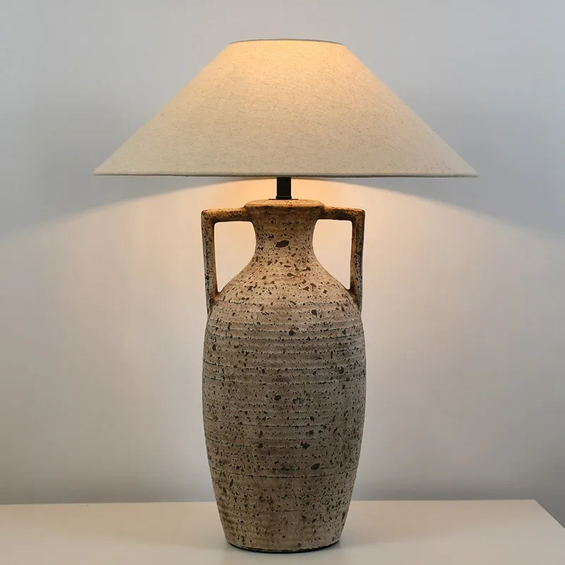 

Wabi terroir ceramic table lamp Japanese creative new Chinese style living room bedroom bedside lamp hotel bed and breakfas
