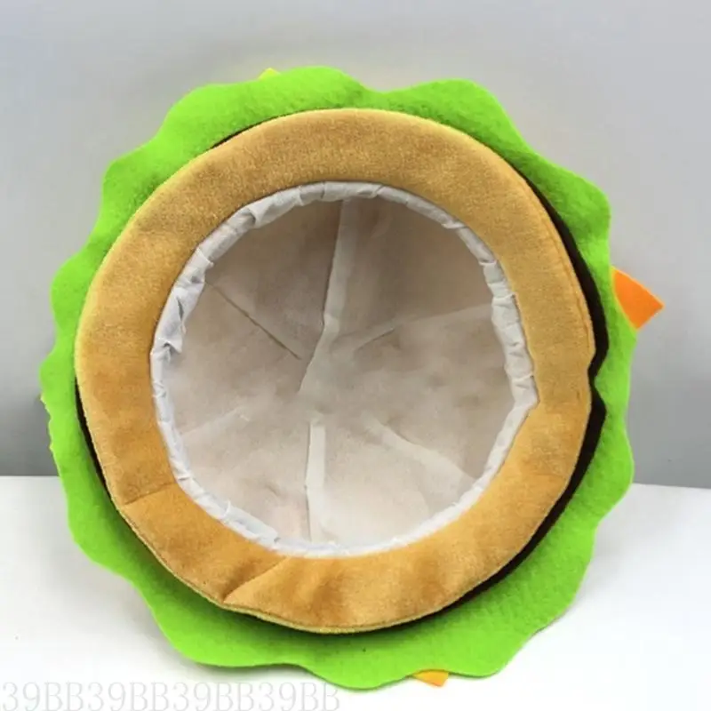 

39BB Plush Toy Funny Hamburger Hat Fun Fast Food Costume Accessory Cap Halloween Party Supplies Decorations One Size Fit Most