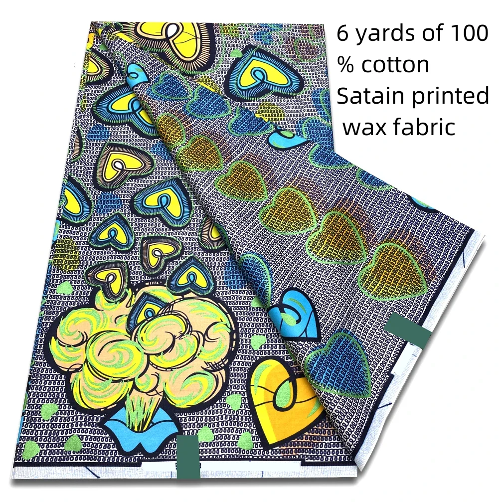 

Новейшая атласная восковая ткань Анкара, гарантированная настоящая африканская восковая ткань с принтом Pagne, 100% хлопок, 6 ярдов, платья в стиле Ганы