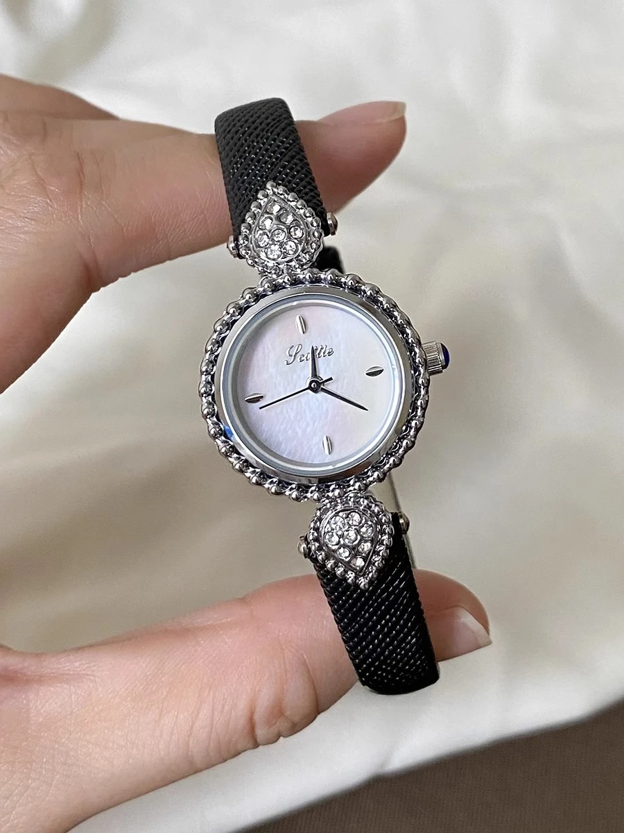 Light Luxury Retro Watch Female Natural Fritillary Temperament Fashionable Diamond-encrusted High-end Sense Simple Niche Ins