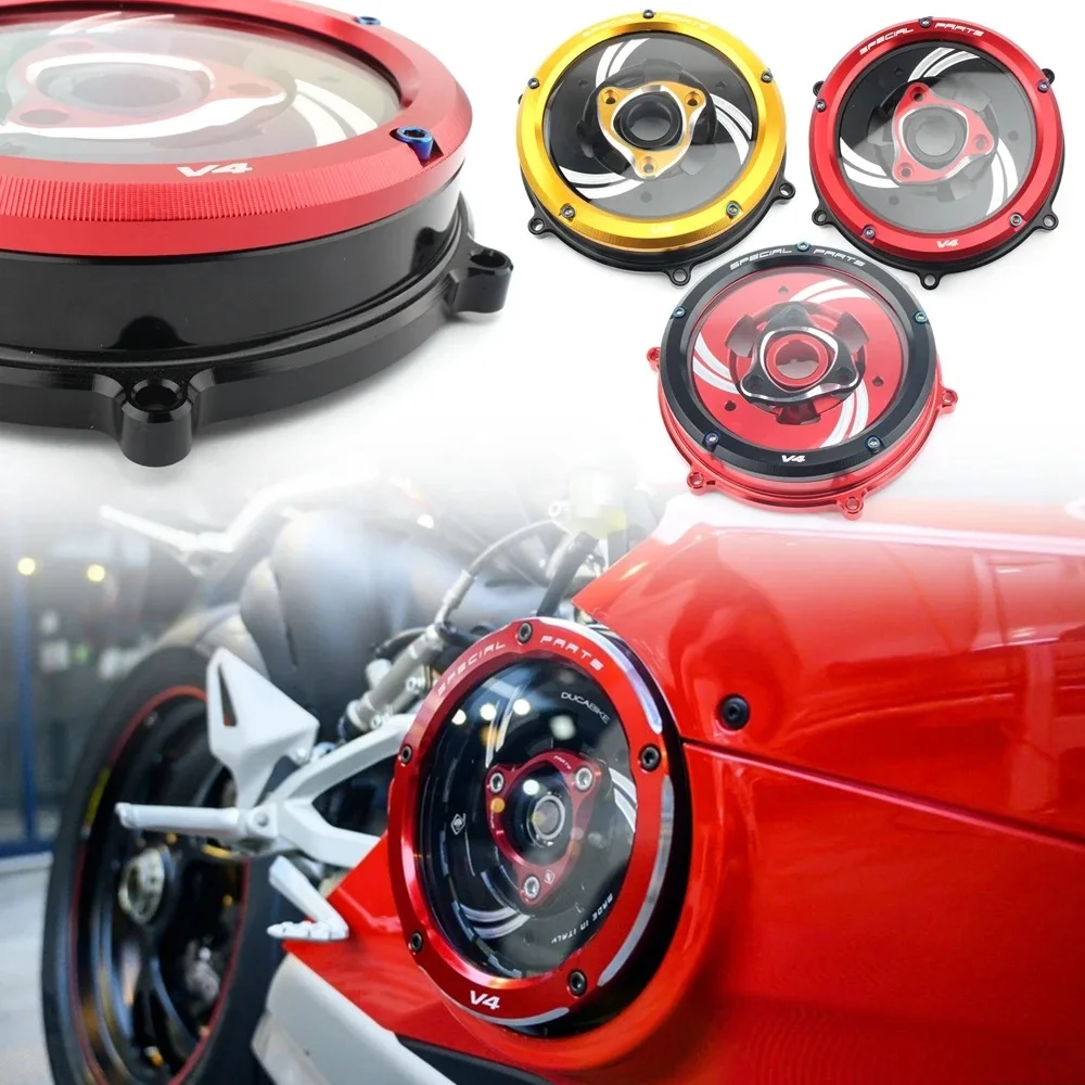 Motor Clarity Derby Engine Clutch Cover Timer Protector Timing Crank Case Stator Cap For Ducati Panigale V4 V4S/R Speciale 18-22