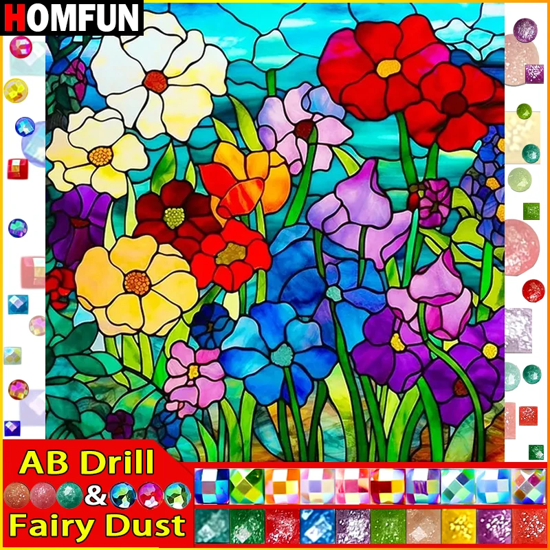 

HOMFUN Фея Пыль AB 5D Алмазная рукоделие Diy Алмазная картина Вышивка крестиком "Пейзажный цветок" Алмазная вышивка