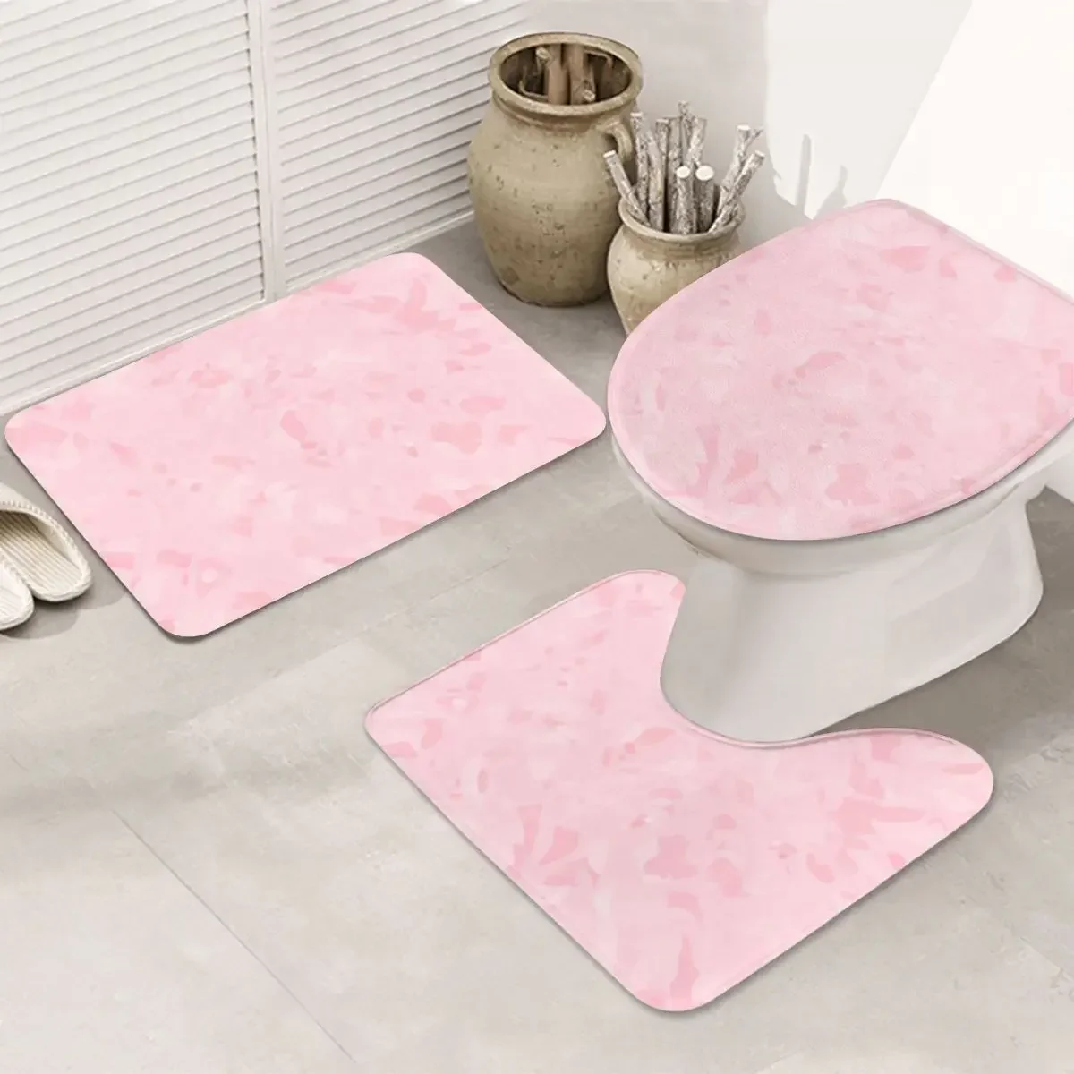 DIY customized flannel anti slip carpet three piece set with water absorption anti slip easy to maintain home decoration