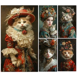 5D DIY Diamond Painting Art Cat Woman Full Round Square Diamond Mosaic Animal Diamond Embroidery Kit Home Decoration