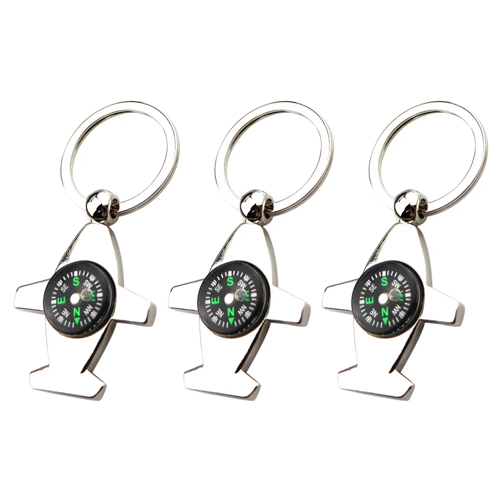 

3 Pcs Compass for Kids Keychain Small Hiking Decorate Man Pendant Christmas Outdoor