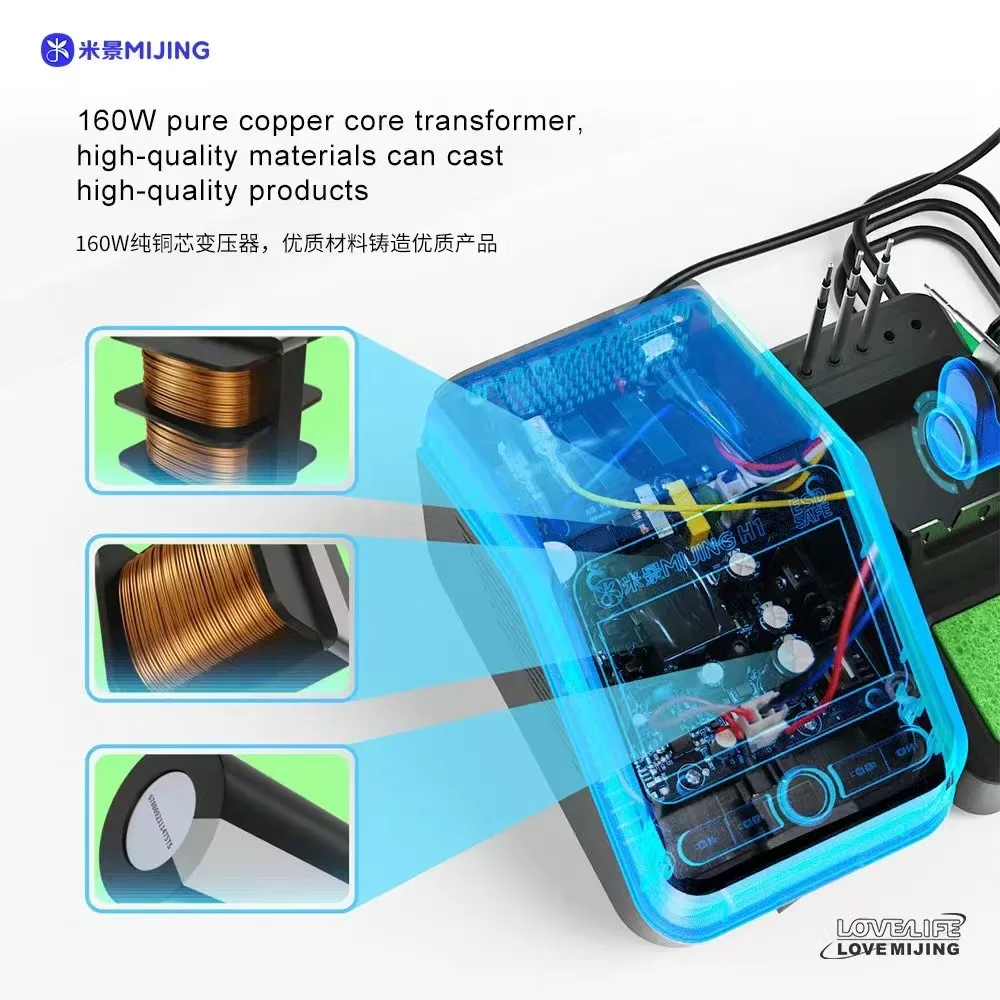 Mijing MJ-H1 Smart Soldering Station with 2-Second Automatic Sleep Mode, 210mm Soldering Station, 115/245mm Soldering Iron
