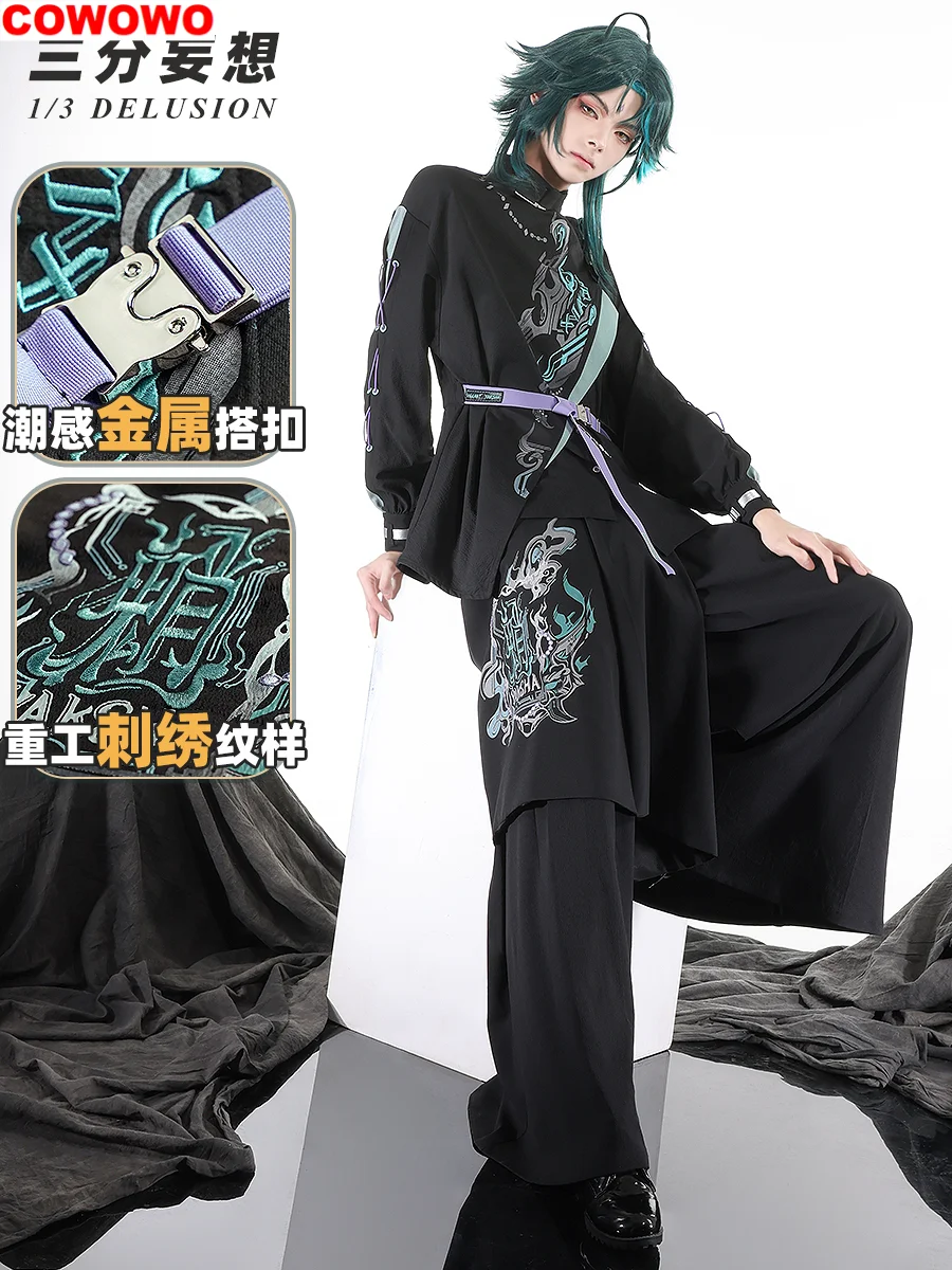 

Three Point Delusion Genshin Impact Xiao New Chinese Style Men Cosplay Costume Cos Game Anime Party Uniform Hallowen Play Role