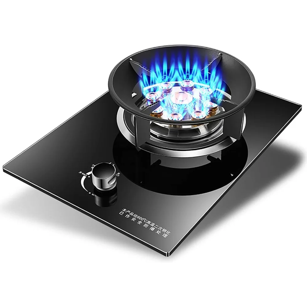 

Gas cooktop Desktop Burner Cooker gas hob Desktop/Built-in Hob，Natural Stove, Liquefied Petroleum,Portable Black Tempered Glass