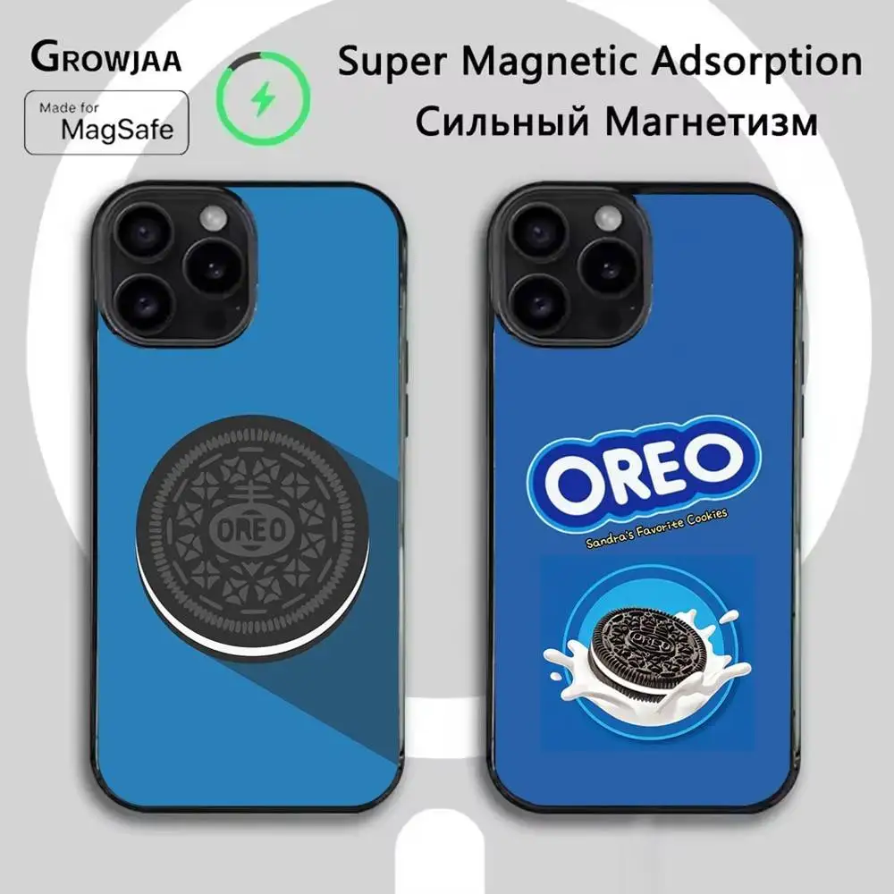O-OreoS-funda de teléfono con galletas de leche y Chocolate para iPhone 16e,16,15,14,13,12,11,Plus,Pro,Max,Mini Magsafe, carga inalámbrica magnética