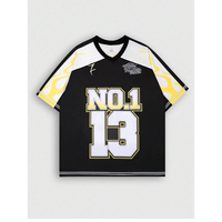 Summer Hip-Hop Fashion Print No.1 Football Jersey Short-Sleeved Street Trend Style Loose And Quick-Drying Men's T-Shirt Top
