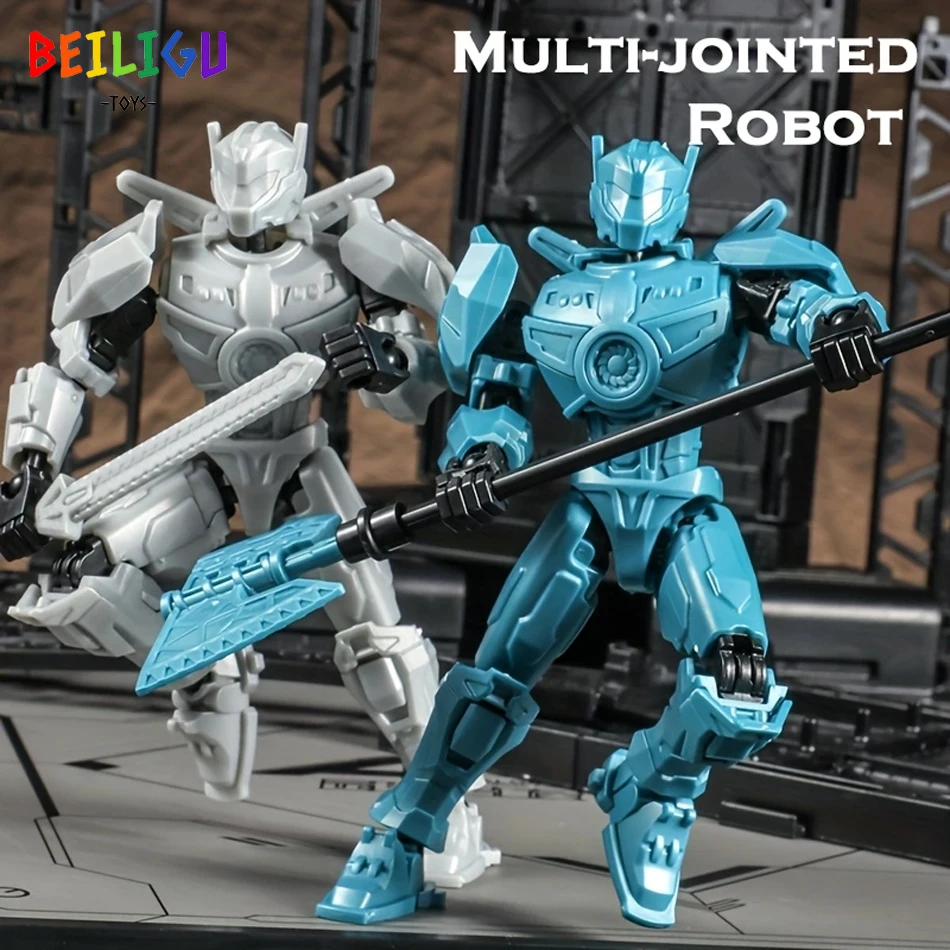 Beiluigu multi-articulação móvel robô brinquedo figura de ação guerreiro armas 3d boneca mecha modelo montagem brinquedos para crianças presente do feriado