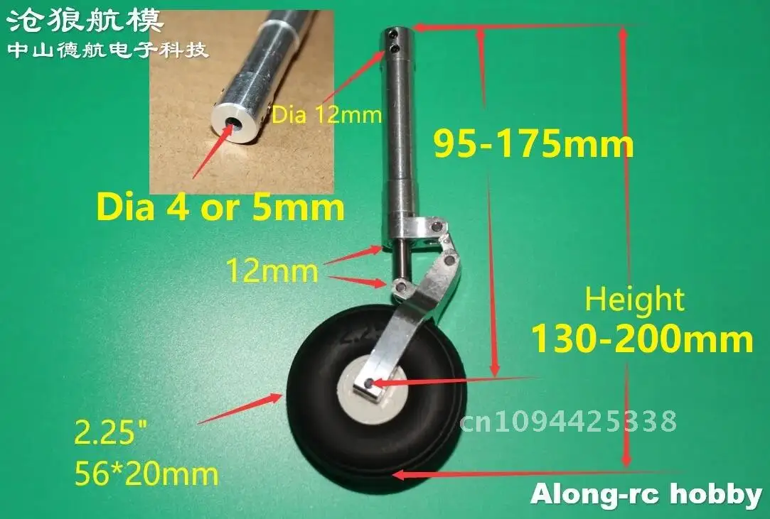 Train d'atterrissage à genoux avec roue, pièce d'avion RC, amortisseur, vis sans fin, trépied, adapté pour avion RC 3-5kg, avion souterrain, 120-210mm