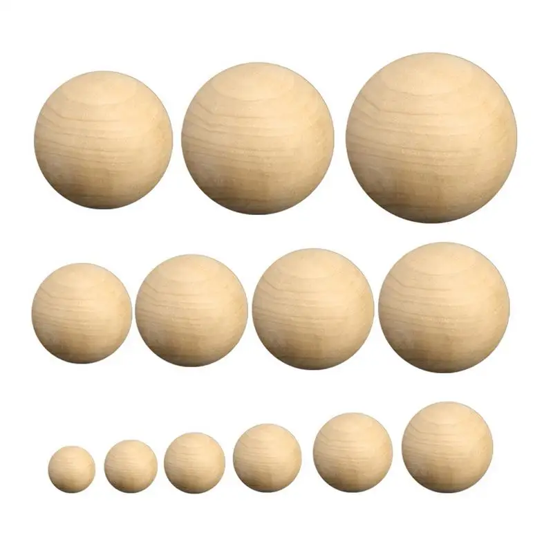 Solid Wooden Round Ball Natural Ball Round Spacer Wood Beads Natural Color Big Painted Ball Decoration Jewelry Making No Hole