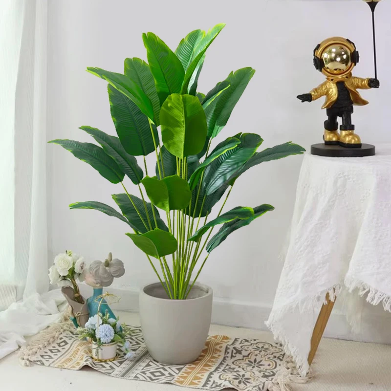 1 unidad de plantas artificiales, palmera Tropical grande, plantas de plátano falsas, hojas de plástico de tacto Real Monstera para decoración de fiesta en el jardín del hogar