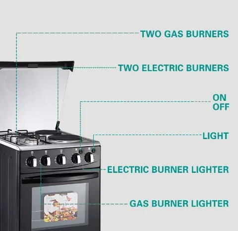 D 2-gas And 2-electric Oven With Hot Plate, Electric Stove Hot Plate, Cooking Plate, Electric Oven With Grill Rack, Grill