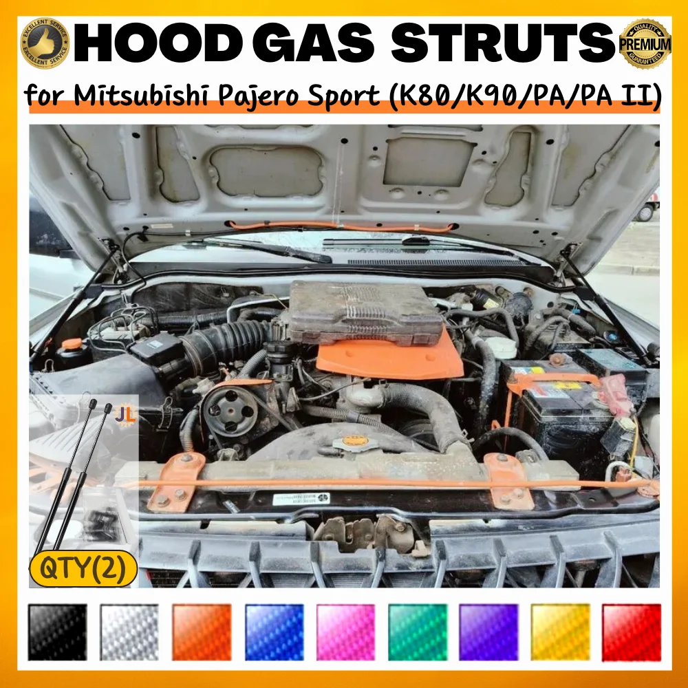 

Qty(2) Hood Struts for Mitsubishi Pajero Sport (K80/K90/PA/PA II) 1996-2008 Front Bonnet Modify Lift Supports Gas Springs Shocks
