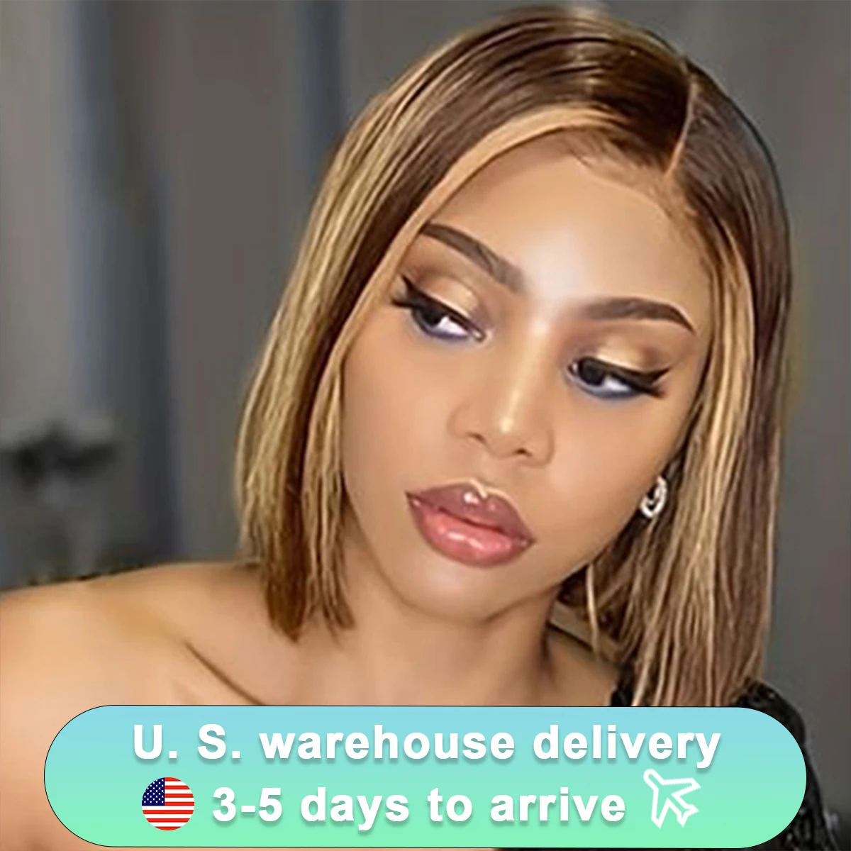 

Highlight Bob Wig Honey Blond Straight 13x4 Lace Front Wigs For Women P4/27 Color Brazilian Remy Hair Short Bob Human Hair Wigs