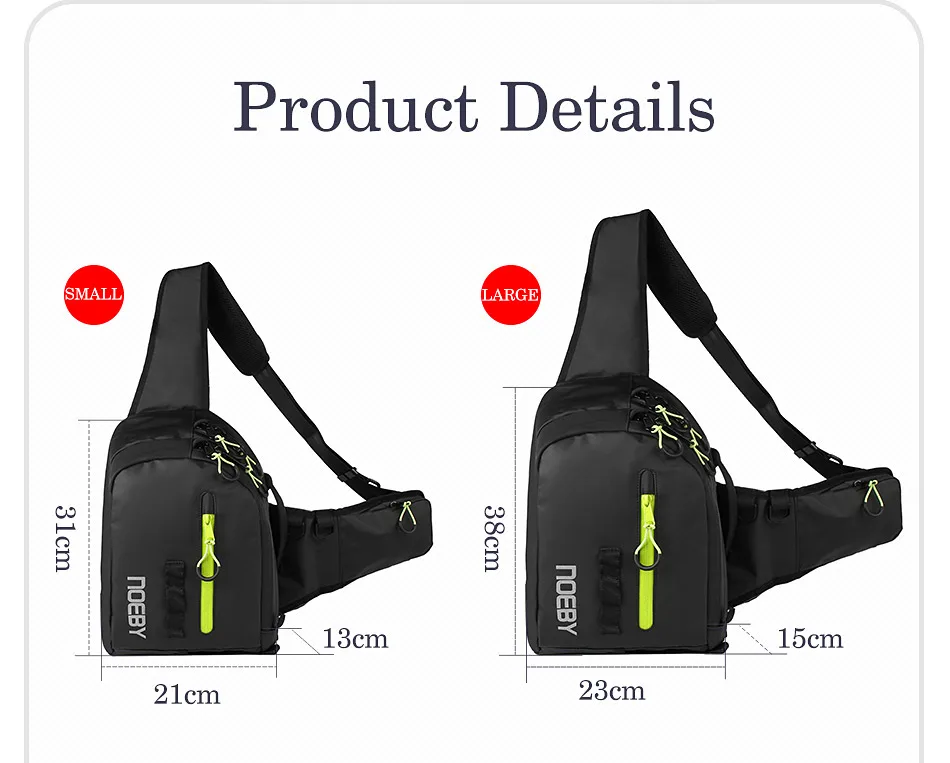 NOEBY Sling Pack Angeln Tasche Multi-funktion Tragen-beständig Wasserdicht Nylon Qualität Reise Wandern Outdoor Sport Bekämpfen – Detail 2