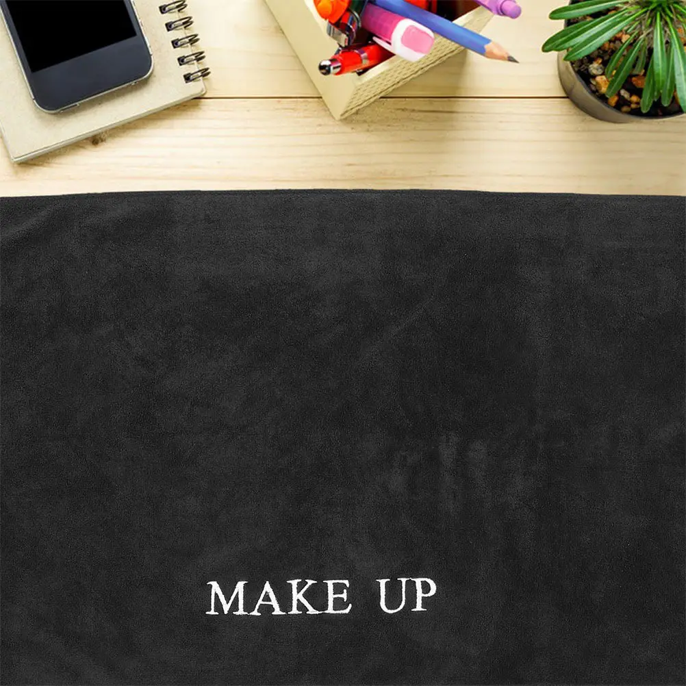 Black Vanity Table Mat Makeup Desk Protector 40x100cm Fabric Waterproof Anti Slip Stain Resistant Towel