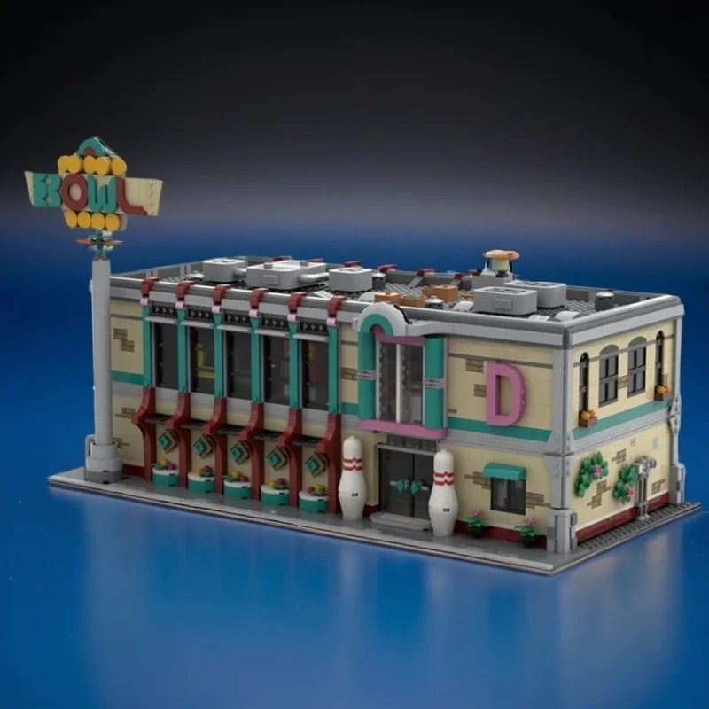 4512pcs MOC Retro Arcade Diner Compatible Modular Architecture Street Scene Model Building Blocks Advanced Build Pack Toy Gift