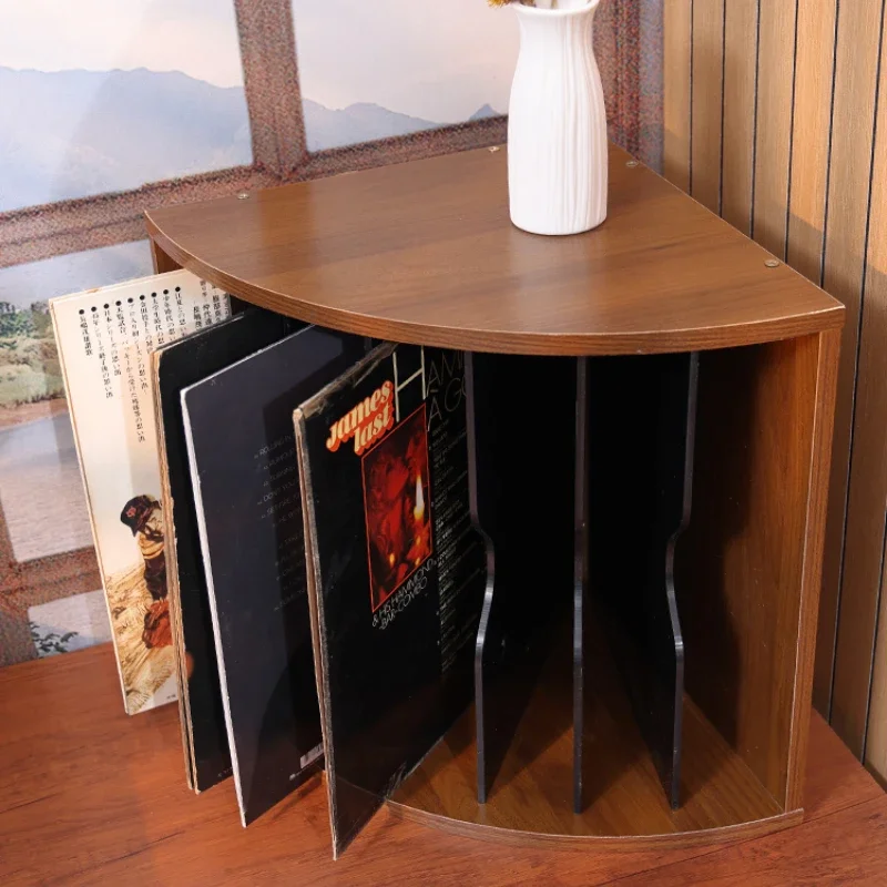 

Современная угловая полка для виниловых пластинок середины века, компактный угловой дизайн для хранения компакт-дисков для гостиной/студии ‌ Коробка коллекционная