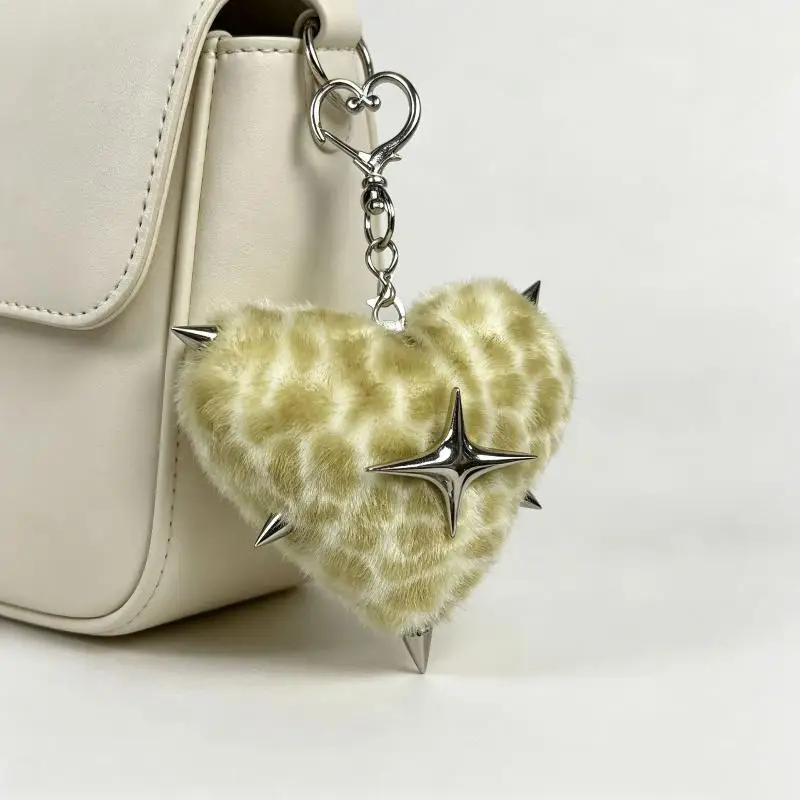 Y2K Schmuck Leoparden-Herz Schlüsselanhänger Taschenanhänger Punk Grunge Rock 90er Ästhetik Mode Goth Schlüsselanhänger Accessoires – Detail 5